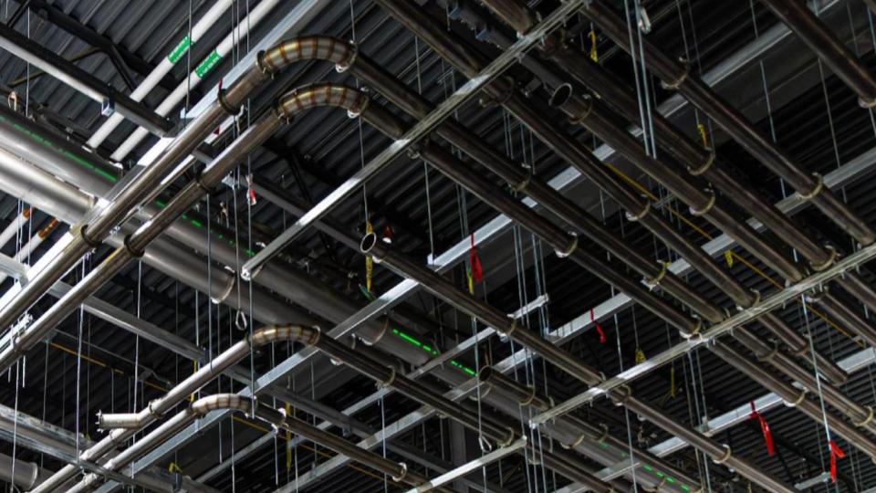 Industrial ducting systems installed in an lG Energy Solutions facility.